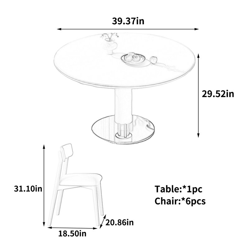 Minimalist and Stylish Round Table, 29.52"H x 39.37"L x 39.37"W