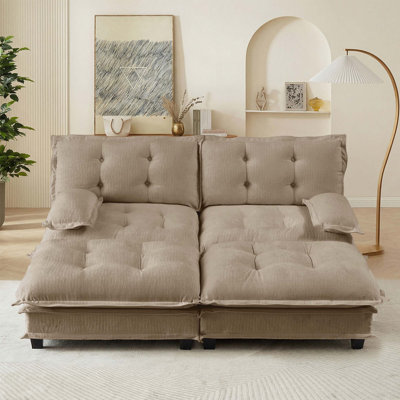 Modern Modular Sectional Sofa with Chenille Upholstery and Sleeper Function