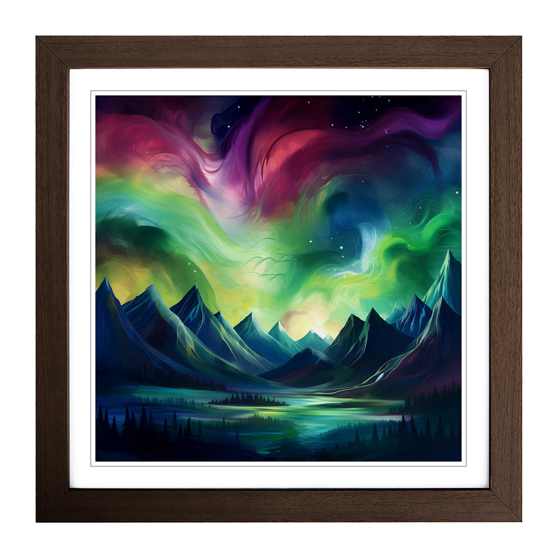 Northern Lights - Framed Print, Walnut