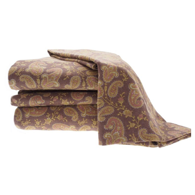 Heather 100% Cotton Standard Paisley Sheet Set, Brown, Full Sheet Set with 2 Pillowcases