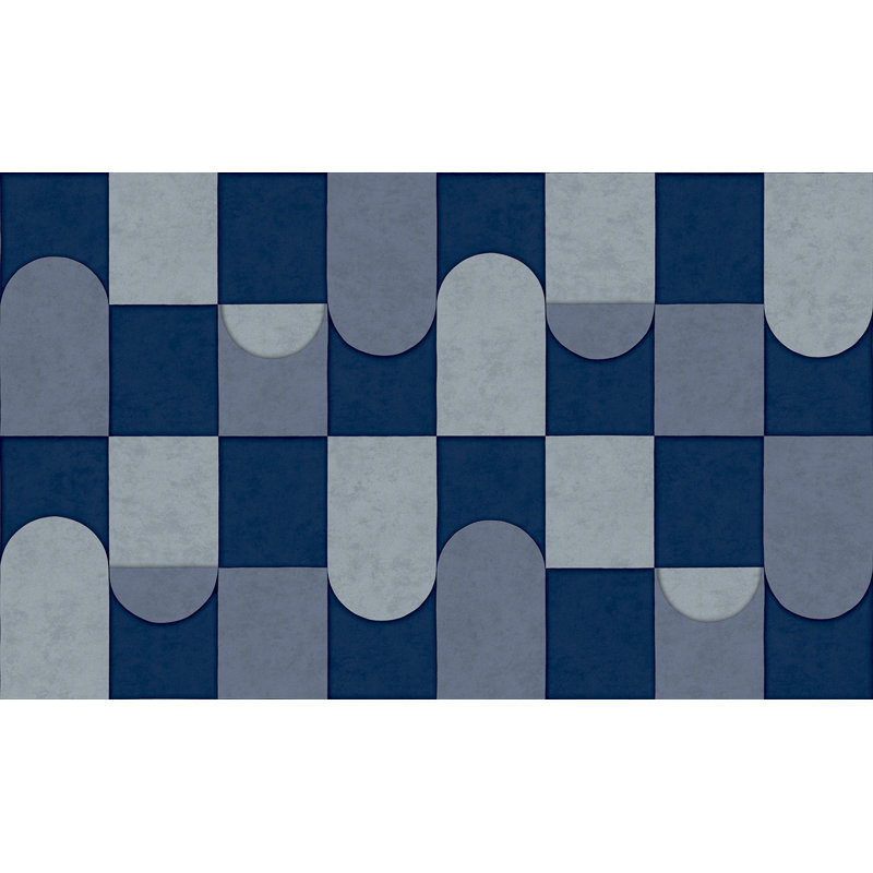 Papier peint Dayven Patchwork, Bleu / pétrole