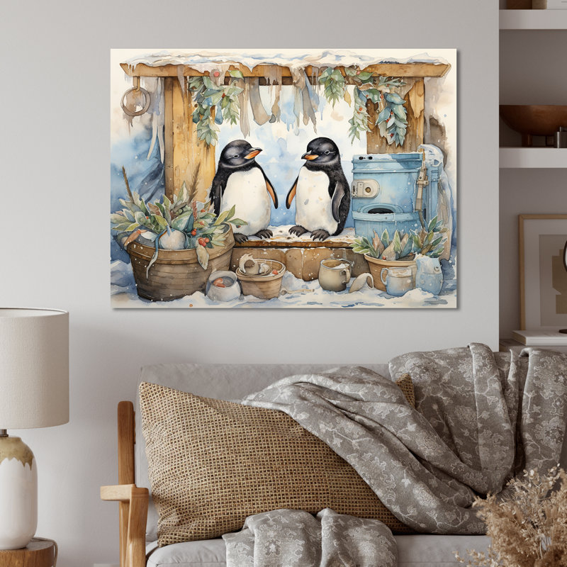 Pingouin pressant le linge I - Art mural en métal blanchisserie MT135142, H 12 po x l 20 po x P 1 po