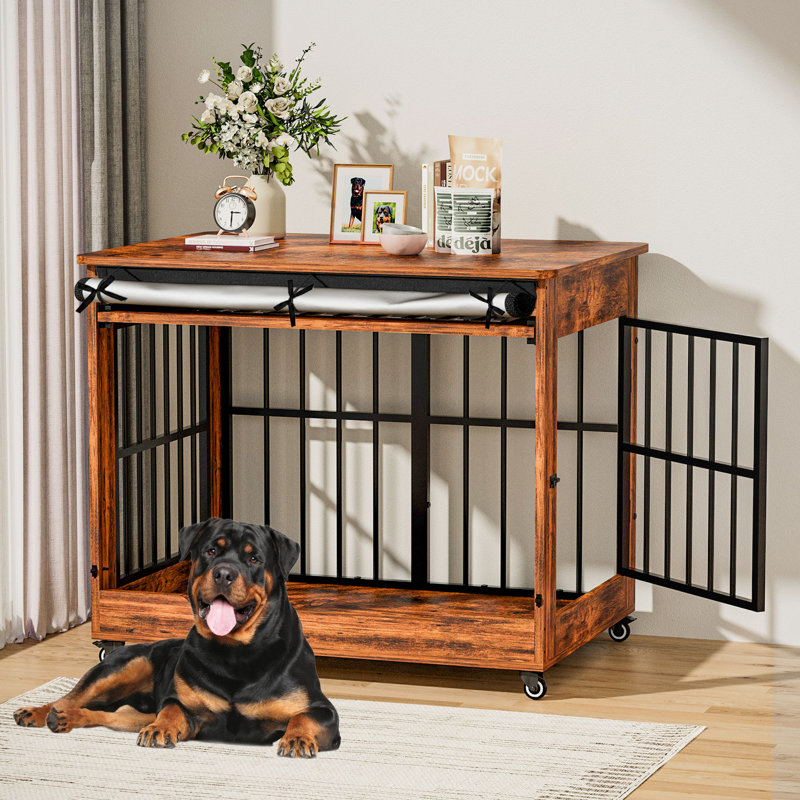Mobilier de caisse en mélamine pour chien, Grand (l 46 po x P 28,4 po), Brun