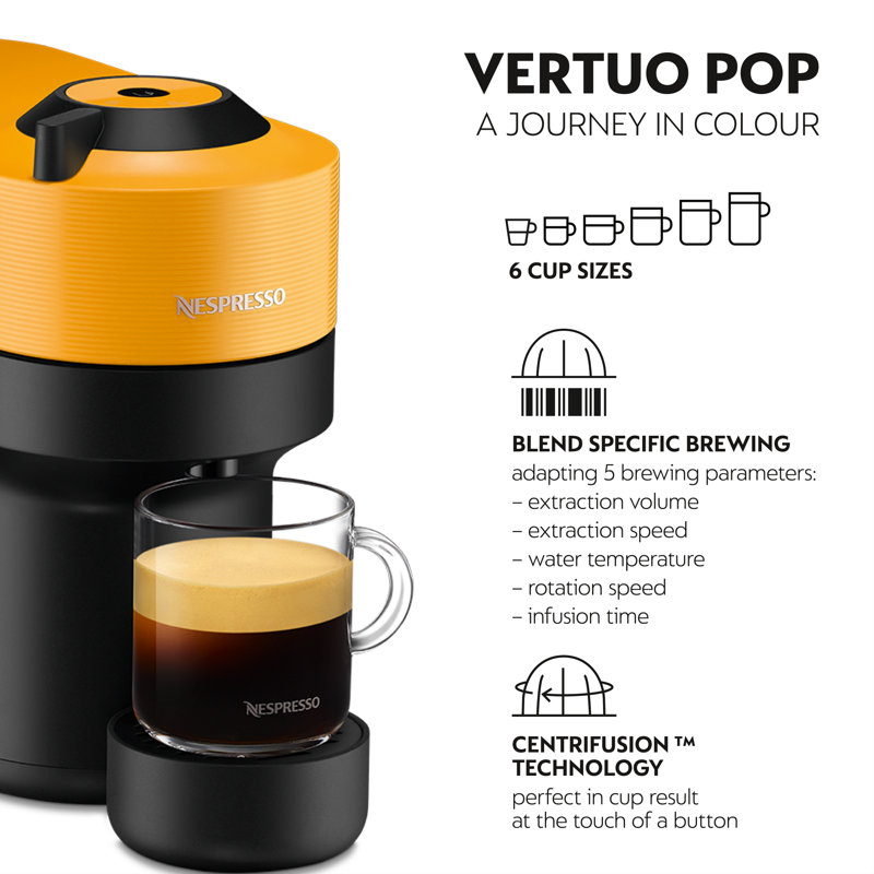 Nespresso Vertuo Pop Coffee Pod Machine by De'Longhi, Yellow