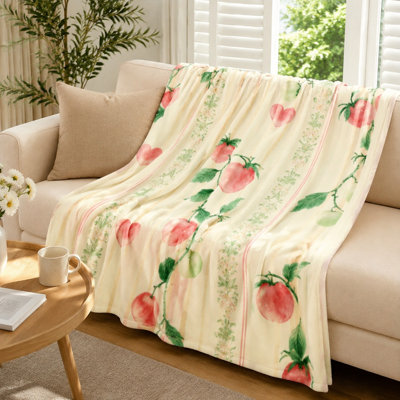 Cozy Flannel Throw Blanket, Tomato Vine Heart Pattern, Soft, Lightweight, Breathable, All-Season, Skin-Friendly, Machine Washable, Decorative, for Sof