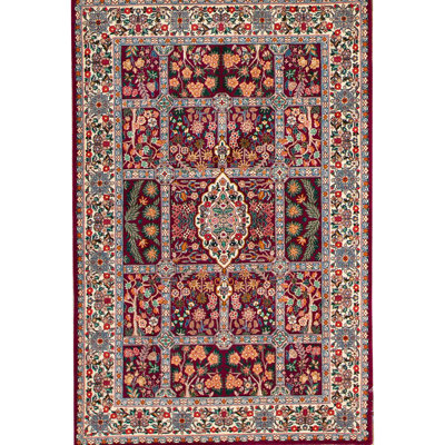 Tapis rouge et ivoire noué à la main de haute qualité
