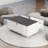 Modern Smart Coffee Table With Built-In Fridge, Bluetooth Speaker, Wireless Charging, Touch Control Panel, USB Ports, Outlet Protection, Atmosphere