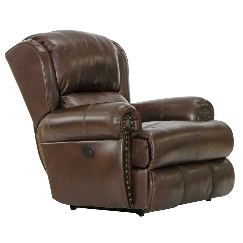 Fauteuil inclinable en cuir italien Woodville, Cuir assorti noyer, Électrique