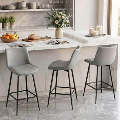 PU Leather Upholstered Counter & Bar Stool Set of 3