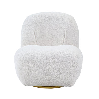 White Swivel Seat Chair - Comfortable Back Cushions Chic With Textured And Luxurious