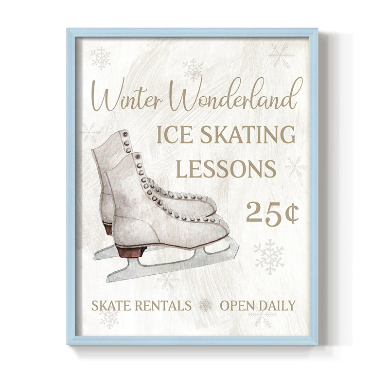 Skate Lessons Framed Print - Solid Wood, 30" H x 24" W, Blue