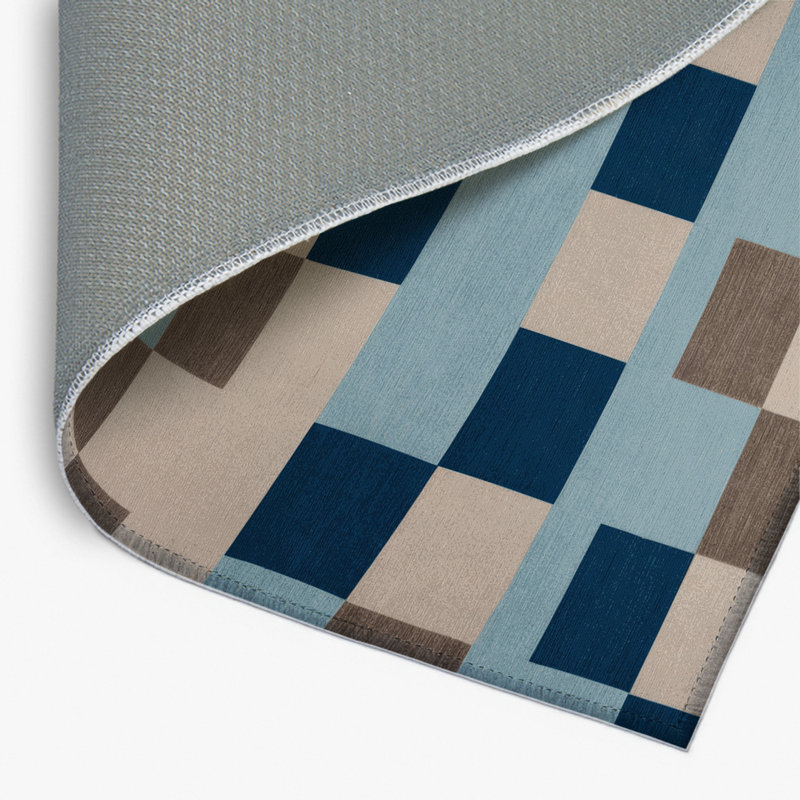 Checkered Gray Indoor and Outdoor Area Rug, Rectangle 8' x 10'
