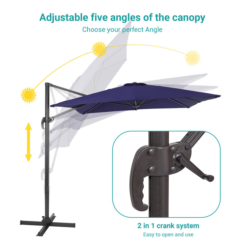 Parasol 96 po x 120 po Ruy, Tissu bleu marine