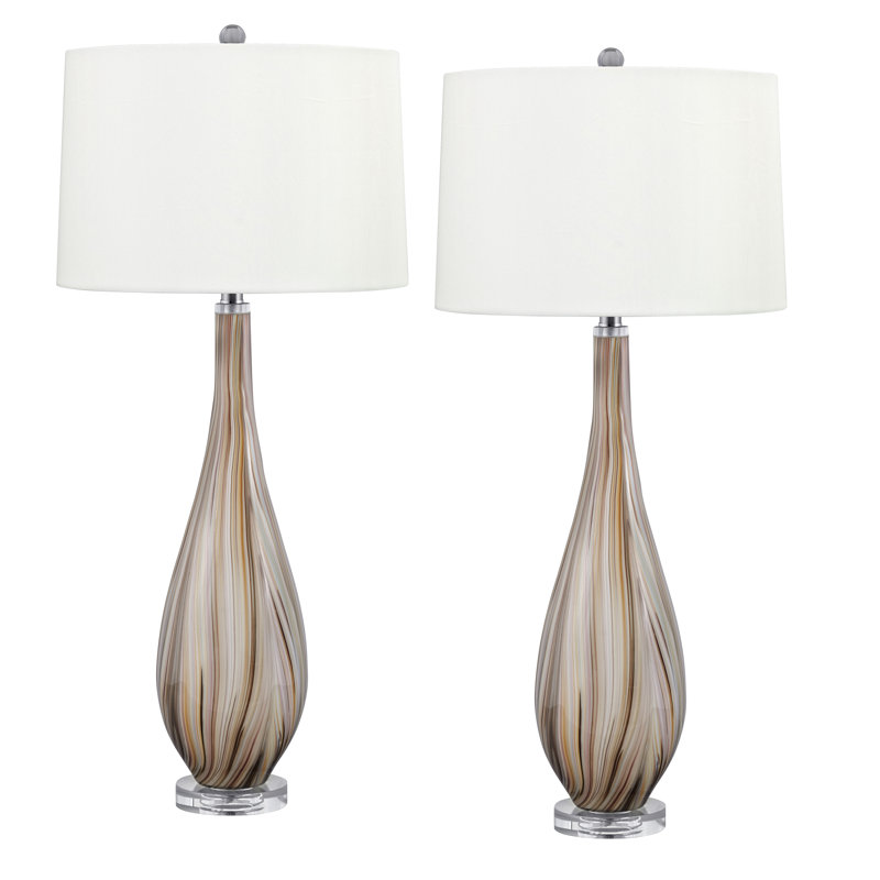 Otranto 35" Earthtone Stripes Table Lamp