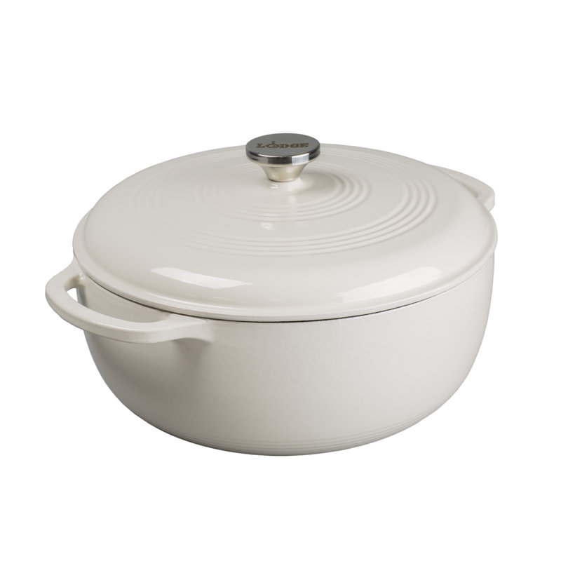 Lodge Enameled Cast Iron Dutch Oven, 7.5 Qt., Off White