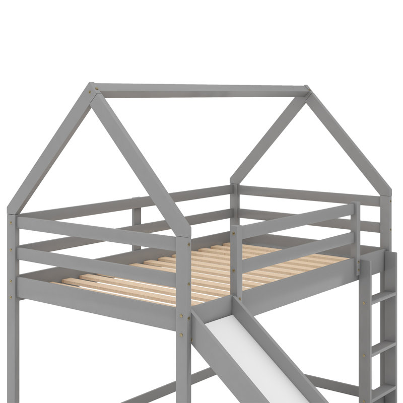 Lit simple moderne avec lit escamotable et échelle, Gris