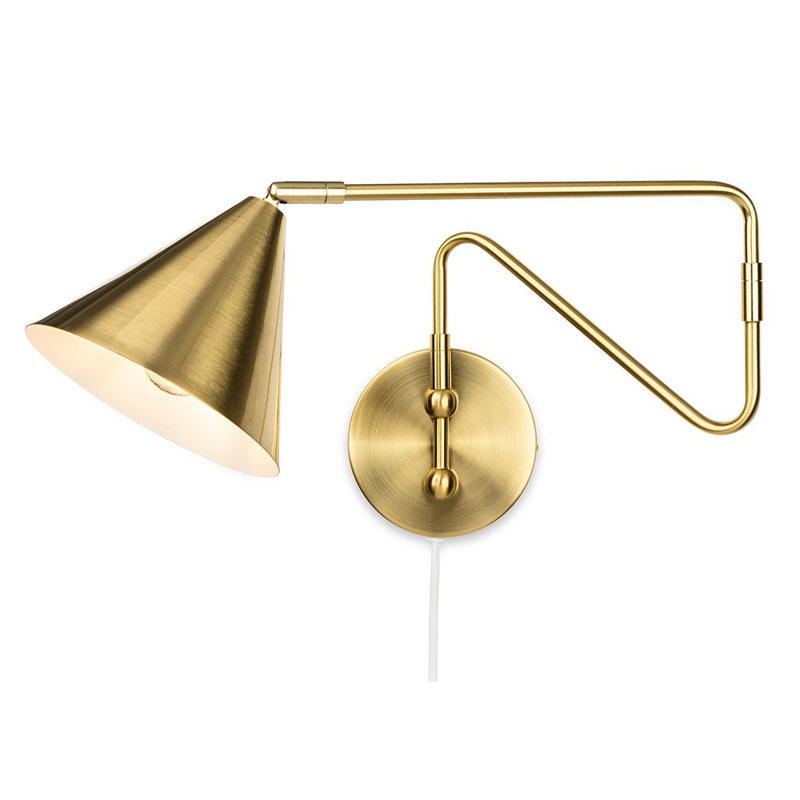 Plug-in Swing Arm Sconce, Brushed Brass