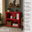 Bibliothèque moderne à 2 tablettes, petit rangement en bois ouvert pour chambre à coucher, chambre de bébé, salle de jeux, bureau à domicile et salon - rouge-124322798