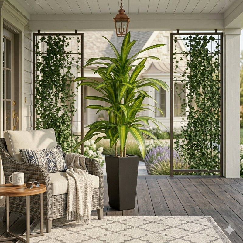 59 "Dracaena plante artificielle en pot blanc pour la décoration intérieure, Noir