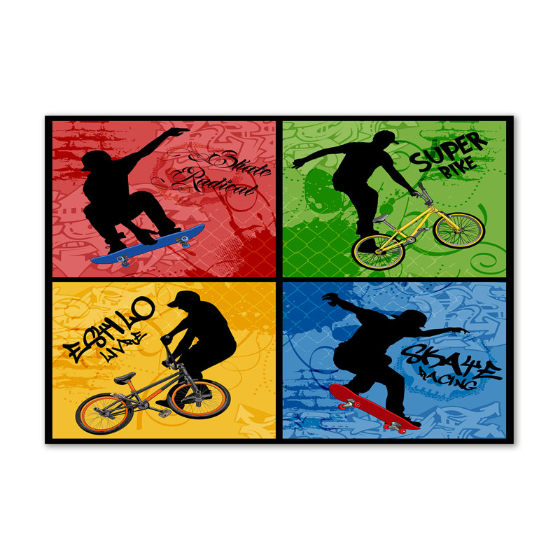 Bike And Skateboard - Wrapped Canvas Print
