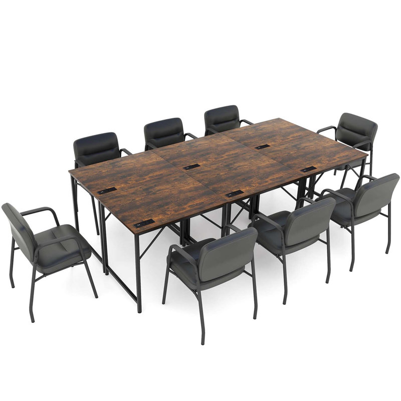 Ensemble de bureau de réunion pour 6 personnes avec station de charge et crochet pour casque