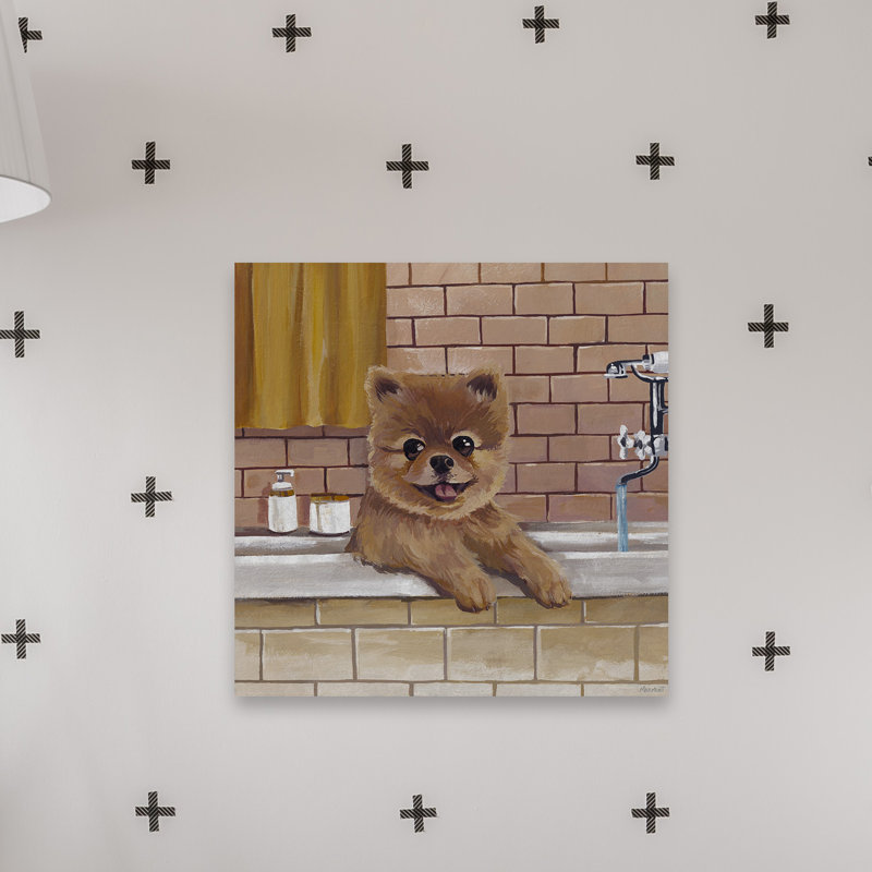 «Pup in the Tub», reproduction d'art sur toile tendue, H 18 po x l 18 po x 1,5 po