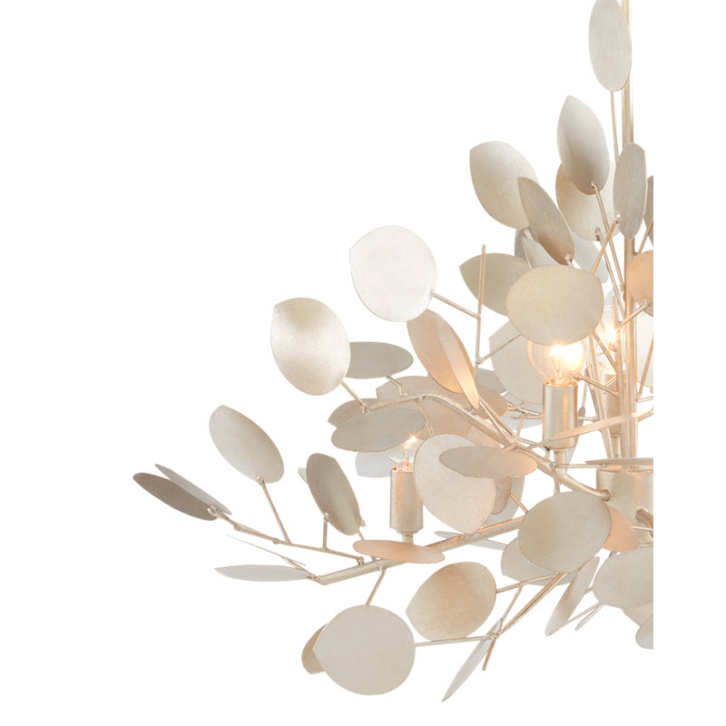 Lunaria 6 - Light Chandelier, Contemporary Silver Leaf