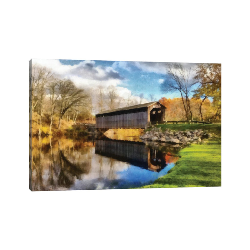 Pont Fallasburg en automne, H 18 po x l 26 po x P 1,5 po