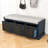 Rustic Storage Bench with 3 Rattan Baskets and Removable Cushion-1193220104