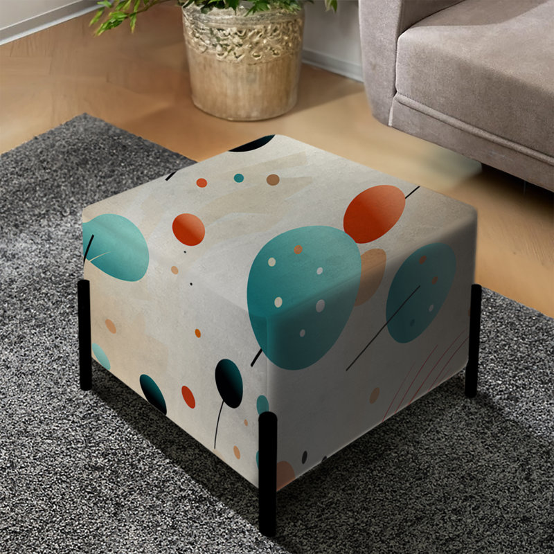 Blue Funky Polka Dot Floral Delights - Repose-pieds carré rétro