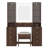 43.5 Inch Fluted Makeup Vanity Desk With Mirror And Lights, Modern Glass Top Table With 10 Drawers & 2 Transparent Cabinets, Dressing Set With Stool And Charging Station, Brown-1023729381