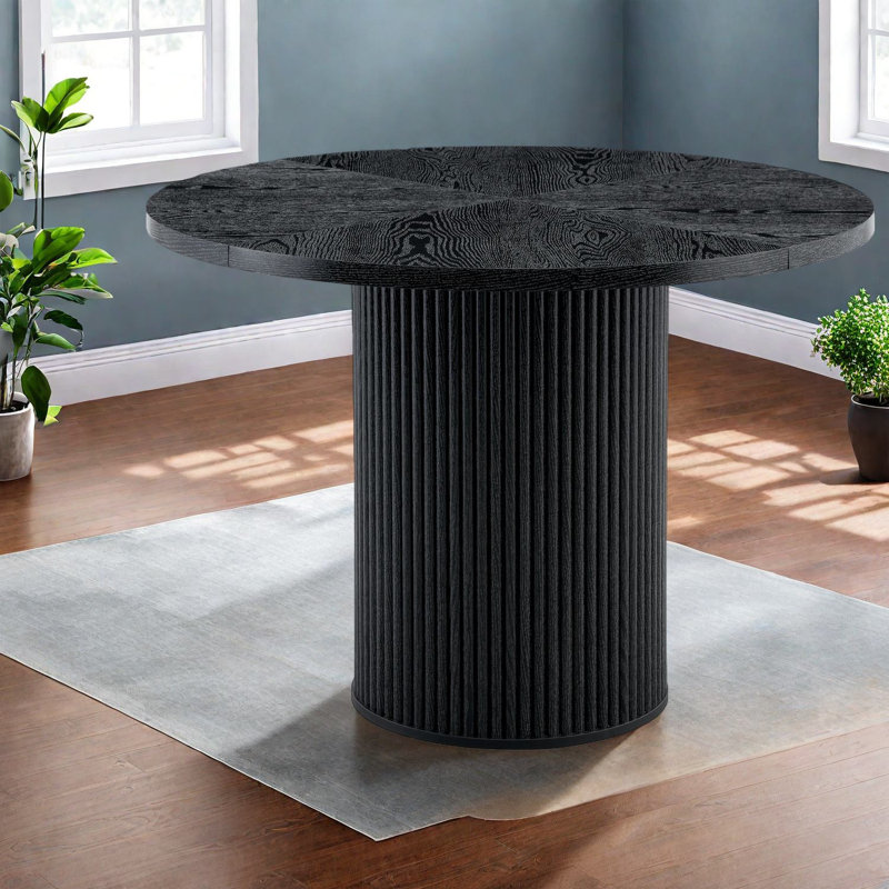 Table de salle à manger moderne et spacieuse, conception en bois MDF noir, idéale pour la maison