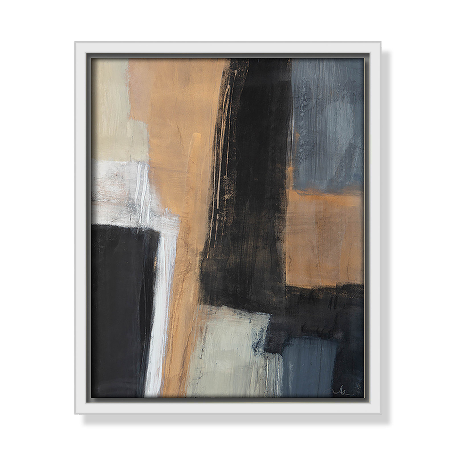 Calderon "Metallic Slate I" Print, 11.5" H x 9.5" W x 2" D, White