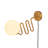 Metal And Glass Wall Sconce With Glass Orb Globe, Curved Base And Inline Switch