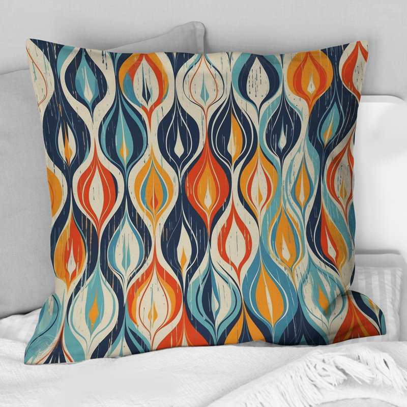 Coussin décoratif orange et bleu Botanical Symphony III