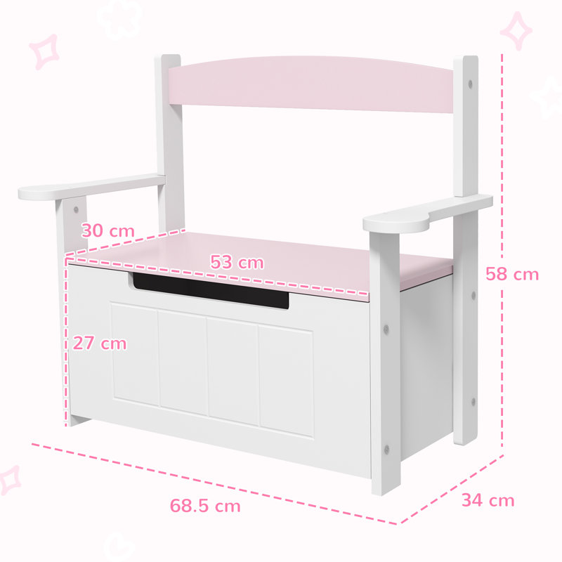 Shontavius 17 Stories Toy Storage Bench, Pink