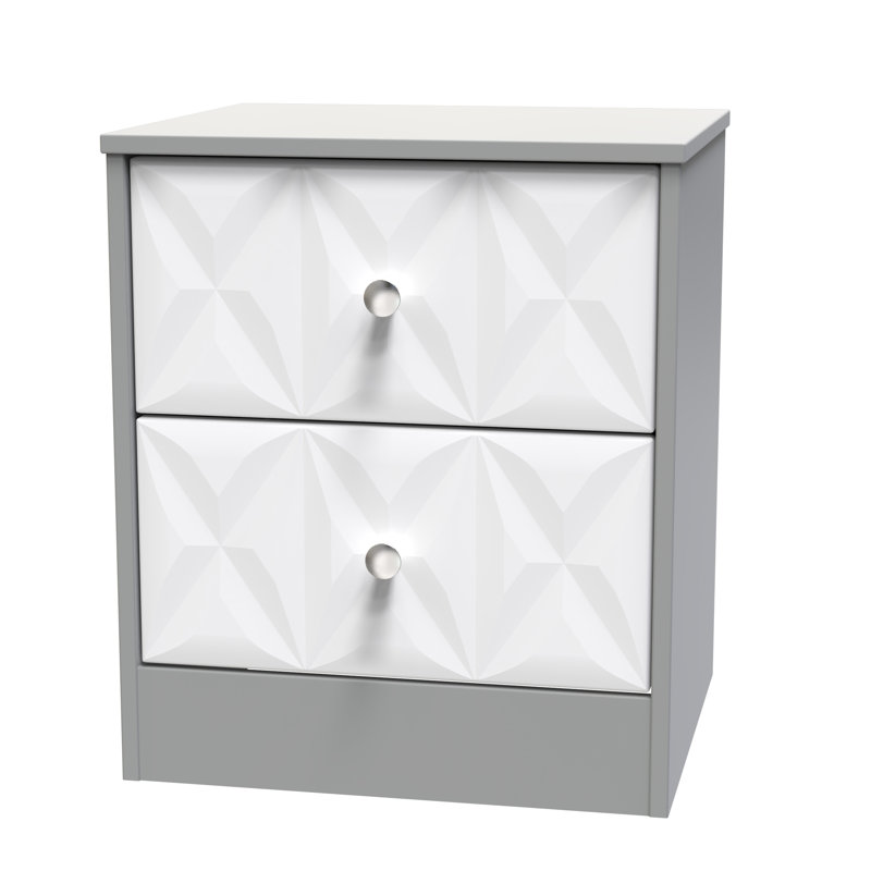 San Jose Bedside Table, White Matt/Dusk Grey
