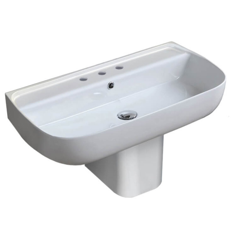 CeraStyle By Nameeks 16.6'' Ceramic Rectangular Bathroom Sink with Overflow, Widespread Faucet