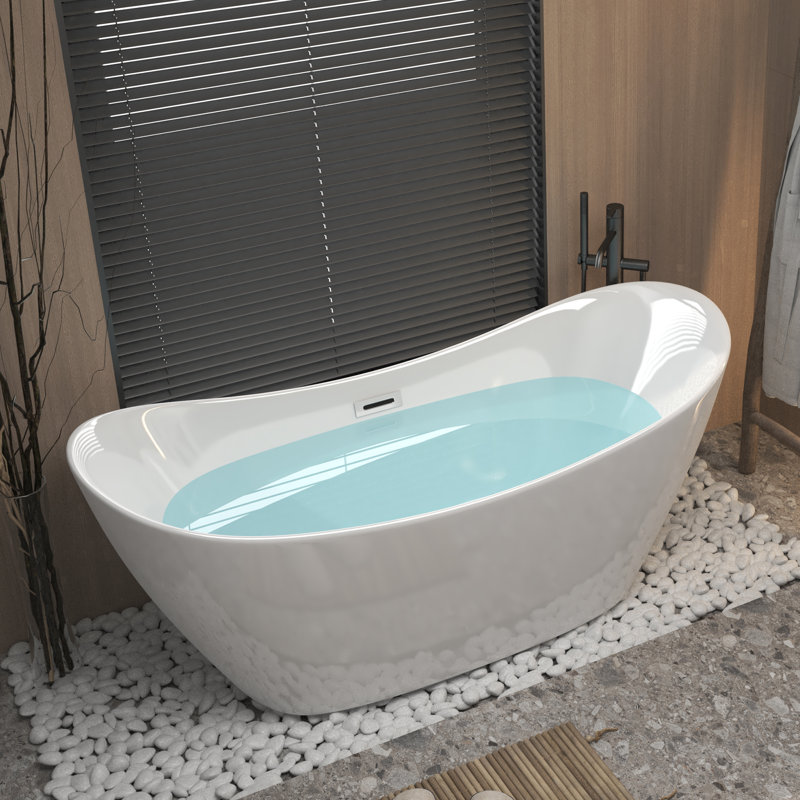 Staley 67" Freestanding Acrylic Soaking Bathtub with Pop-Up Drain, cUPC Certified