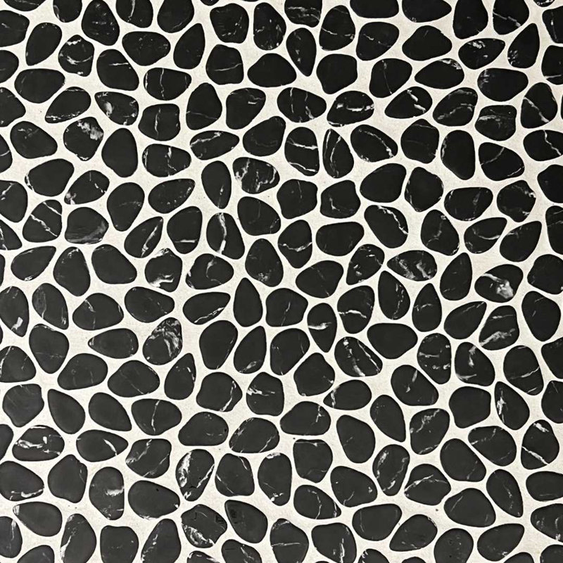 Recycled Cenote Pebble 13" x 13" Glass Wall & Floor Tile, Charcoal Black