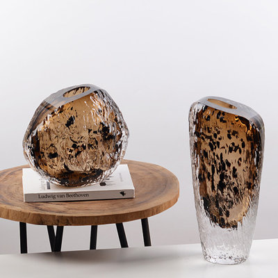 Irregular Amber Speckled Crystal Decor Vase