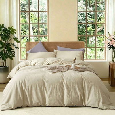 Ensemble de housse de couette 100% coton délavé XINMIANFANG