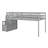 Twin Wooden Low Loft Beds With Two Step Stairs Storage-1922592595