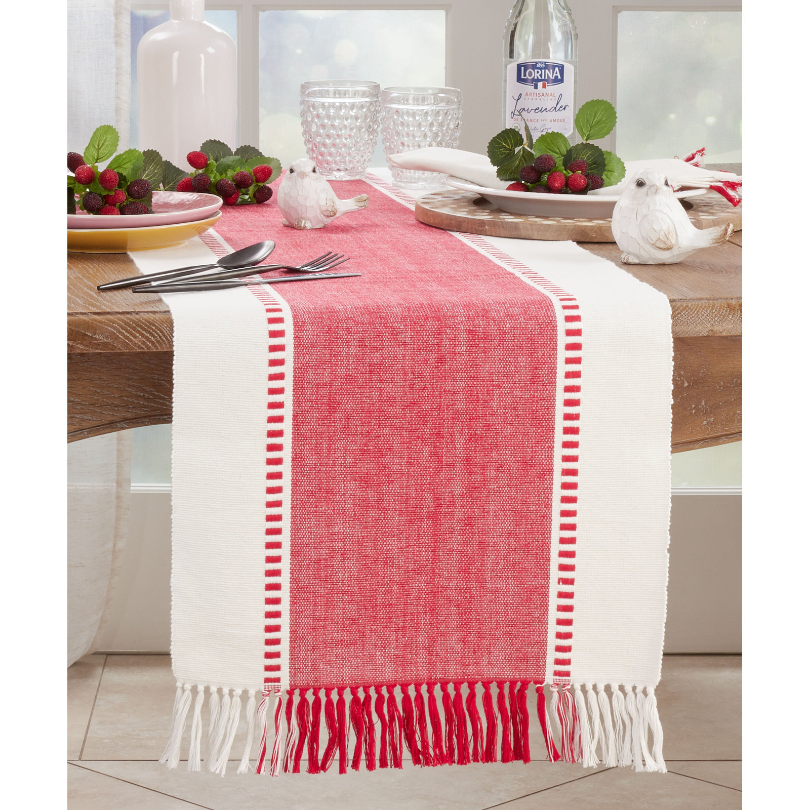 Sonny Collection Geometric Table Runner, Red