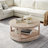40Inch Large Curved 2 Tier Traditional Round Circle Wooden Center Coffee Table,Rounded Wooden Table With Wheels ,Table For Living Room,Office,Apartment-857167608