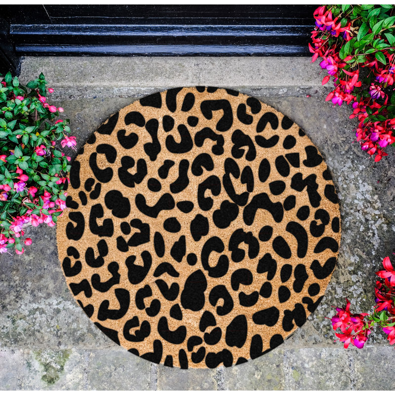 Aviana Non-Slip Indoor Doormat, Round 70cm, Yellow/Black