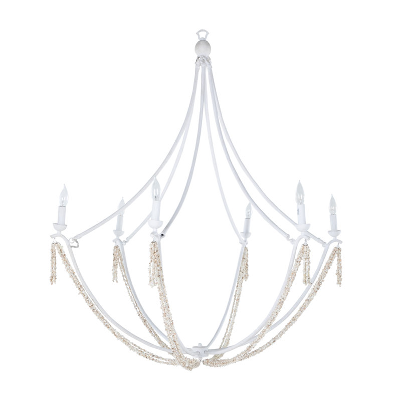 Nakita 6 - Light Candle Style Chandelier, Plaster White