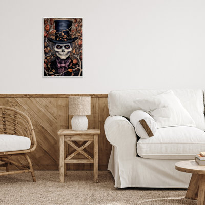 Plaque murale Spooky Skeleton avec feuilles, design par The Dutch Lady