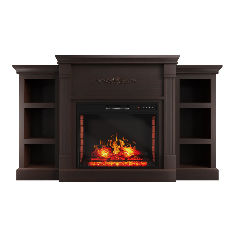 Cheramie 70.2'' W Electric Fireplace with 5000 BTU, Brown