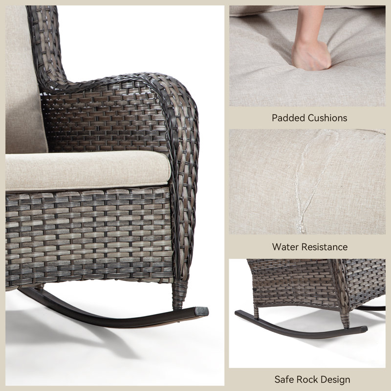 Chaise berçante d'extérieur en osier Whitakers, Beige